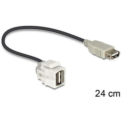 Keystone Module USB 2.0 A female > USB 2.0 A female 250° met kabel Keystone module