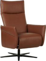 Donkercognac leren moderne relaxfauteuil Ease - staal zwart frame met stervoet - zithoogte hoog - Massif Leer Armagnac (donkercognac leer)