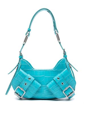 BIASIA sac porté épaule en cuir Y2K à effet peau de crocodile - Bleu
