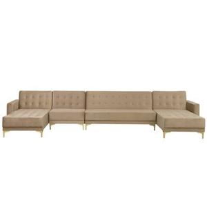 Beliani - ABERDEEN - Hoekbank - Zandbeige - 428 cm - Fluweel