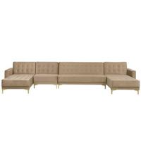 Beliani - ABERDEEN - Hoekbank - Zandbeige - 428 cm - Fluweel