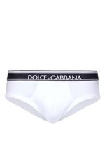 Dolce & Gabbana slip en coton à taille à logo - Blanc - thumbnail