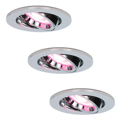 Set van 3 Maya - Smart inbouwspot - IP20 voor binnen - 5,5 Watt 345 Lumen - Kantelbaar - Wifi + Bluetooth - RGBWW - GU10 - Google Home, Amazon Alexa en Siri - Chroom