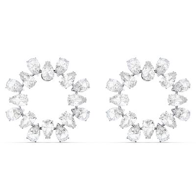 Swarovski 5601509 Oorbellen Millenia Circle zilverkleurig-wit 3,5 cm