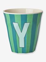 Gestreepte melamine beker LETTER Y rice, medium 250 ml meerkleurig