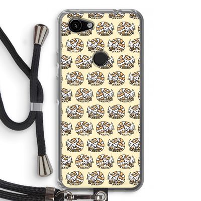 Slapende poes: Pixel 3a Transparant Hoesje met koord
