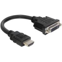 Delock 65327 HDMI / DVI Adapter [1x HDMI-stekker - 1x DVI-bus 24+5-polig] Zwart 0.20 m