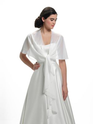 Ronde Stola van crêpe Georgette S153 Poirier | Maat: 36
