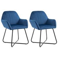 Eetkamerstoelen 2 st fluweel blauw - thumbnail