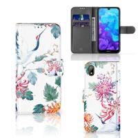 Huawei Y5 (2019) | Telefoonhoesje | Met pasjeshouder | Bird Flowers