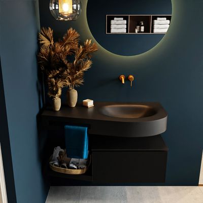 MONDIAZ RIVA 100cm badmeubel onderkast / planchet kleur Urban met 1 lade. Wastafel DULCET rechts 0 kraangaten kleur Urban. MONDIAZ RIVA 100cm badmeubel onderkast / planchet kleur Urban met 1 lade. Wastafel DULCET rechts 0 kraangaten kleur Urban.