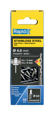 Rapid Blindklinknagels RVS | Ø4 x 8 mm | Incl. Boor | 50 Stuks - 5001460