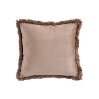 Nous Taupe Velvet Kussen Met Franjes Vierkant S