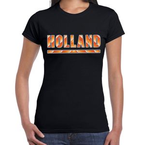 Oranje / Holland supporter t-shirt zwart voor dames