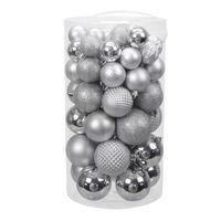 Kerstballen - 60x st - zilver - 4 tot 7 cm - kunststof - kerstversiering - thumbnail