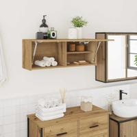 Badkamerwandkast 80x25x30 cm bewerkt hout artisanaal eikenkleur