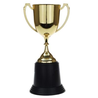 Gouden trofee/prijs beker met oren - 22 cm - met ruimte voor tekst - kunststof