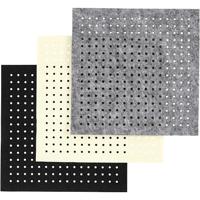 Creativ Company Hobbyvilt met gaten, afm 20x20 cm, dikte 3 mm, zwart, grijs, off-white, 3x4 vel/ 1 doos