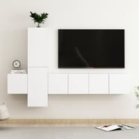 5-delige Tv-meubelset bewerkt hout wit 5-delige Tv-meubelset bewerkt hout wit