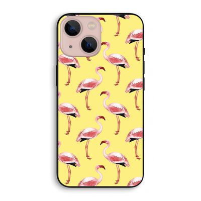 Flamingo's geel: iPhone 13 mini Biologisch afbreekbaar hoesje