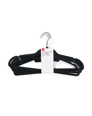 HEMA Kledinghanger velours zwart - 6 stuks (zwart)