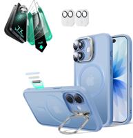 iPhone 17 Bundle Classic Hybrid Magnetic Case (Camera Control, Stash Stand) and Armorite Screen Protector - Frosted Light Blue