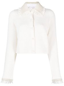 alice + olivia cardigan en maille gaufré à perles - Blanc