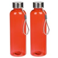 2x Rode drinkflessen/waterflessen met RVS dop 550 ml