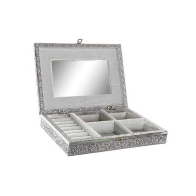 Doos-Juwelenkistje Home ESPRIT Zilverkleurig Natuurlijk Hout Aluminium 27,5 x 20 x 5,4 cm