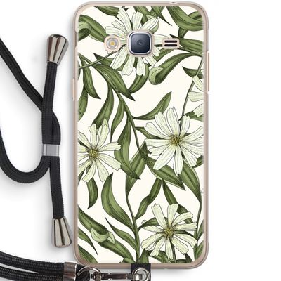 Wit bloemenpatroon: Samsung Galaxy J3 (2016) Transparant Hoesje met koord