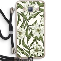 Wit bloemenpatroon: Samsung Galaxy J3 (2016) Transparant Hoesje met koord