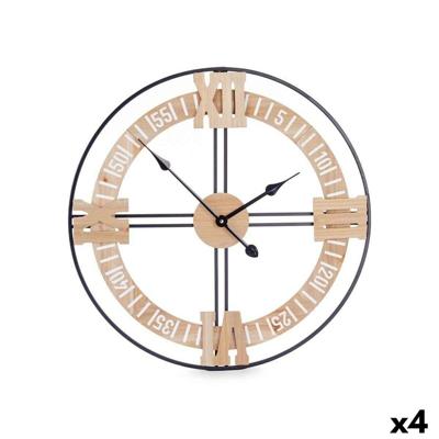 Muurklok Gift Decor Zwart Hout Metaal Hout MDF 60 x 60 x 5 cm (4 Stuks)