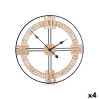Muurklok Gift Decor Zwart Hout Metaal Hout MDF 60 x 60 x 5 cm (4 Stuks)