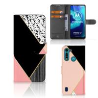 Motorola G8 Power Lite | Book Case | Zwart Roze Vormen