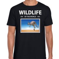 kangoeroe t-shirt met dieren foto wildlife of the world zwart voor heren