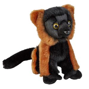 Pluche knuffel Lemur aapje - 18 cm - rood/zwart - Speelgoed apen/aapjes knuffelbeesten