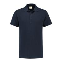 Heren basic poloshirt - donkerblauw - korte mouw - katoen - thumbnail