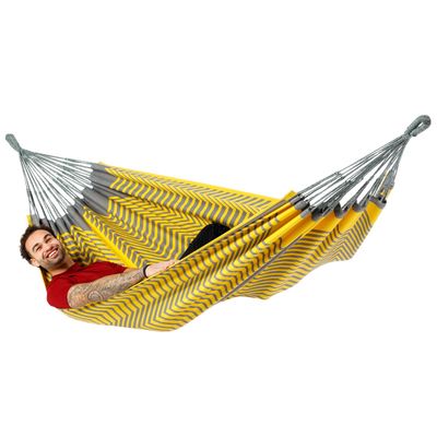 Tweepersoons hangmat - 350x160cm - Geel - 160kg draagkracht- 100% katoen - binnen & buiten