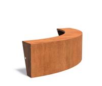 Keerwand cortenstaal buitenbocht 200x200x60cm. brede bovenrand