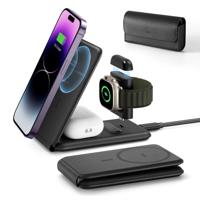 HaloLock™ 3-in-1 Travel Wireless Charging Set - Black - JP Plug