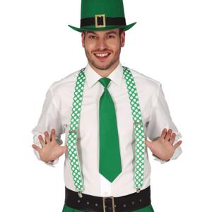 St. Patricks Day verkleed set - bretels/stropdas/hoed - groen - volwassenen - carnaval