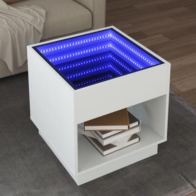 Salontafel met Infinity LED 50x50x50 cm wit