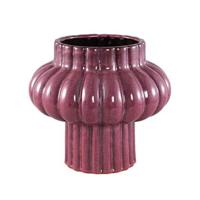 PTMD Sannee Red ceramic pot ribbed wide middle L - thumbnail