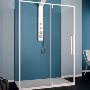 Douchecabine Lacus Murano 110 cm Helder Glas Met Klapdeur Aluminium Profiel Wit (2 Zijwanden)