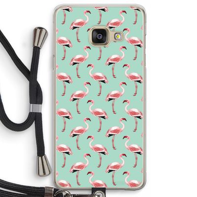Flamingoprint groen: Samsung Galaxy A3 (2016) Transparant Hoesje met koord