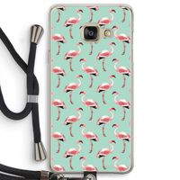 Flamingoprint groen: Samsung Galaxy A3 (2016) Transparant Hoesje met koord