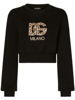 Dolce & Gabbana logo-patch cotton cropped sweatshirt - Noir