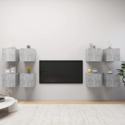 Tv-wandmeubelen 8 st 30,5x30x30 cm betongrijs