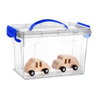 Opslagbox met deksel - transparant blauw - 6 liter - 25 x 19 x 17 cm - kunststof