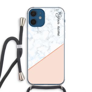 Marmer in stijl: iPhone 12 Transparant Hoesje met koord